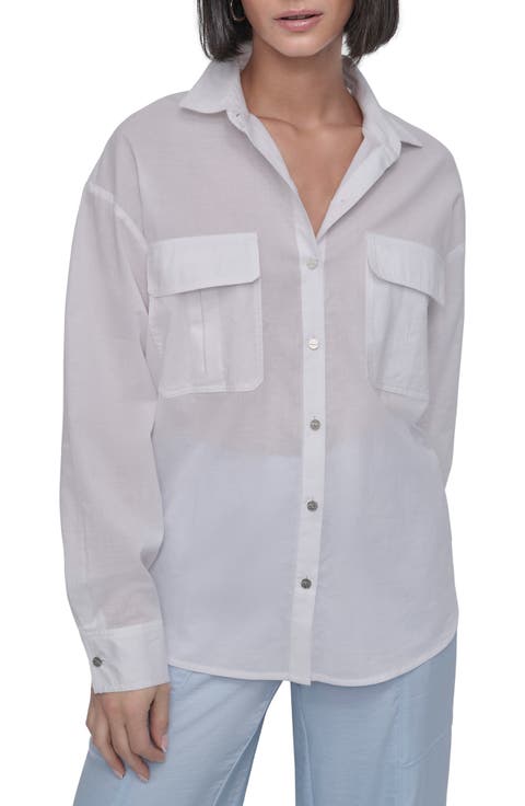 Cotton Voile Button-Up Shirt