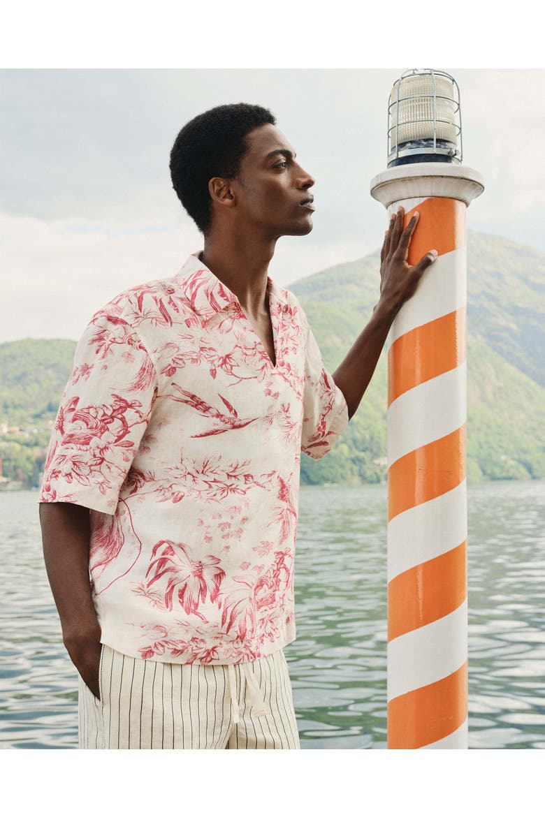 Terry Resort Relaxed Fit Cotton Towelling Polo Shirt, Alternate, color, Coral