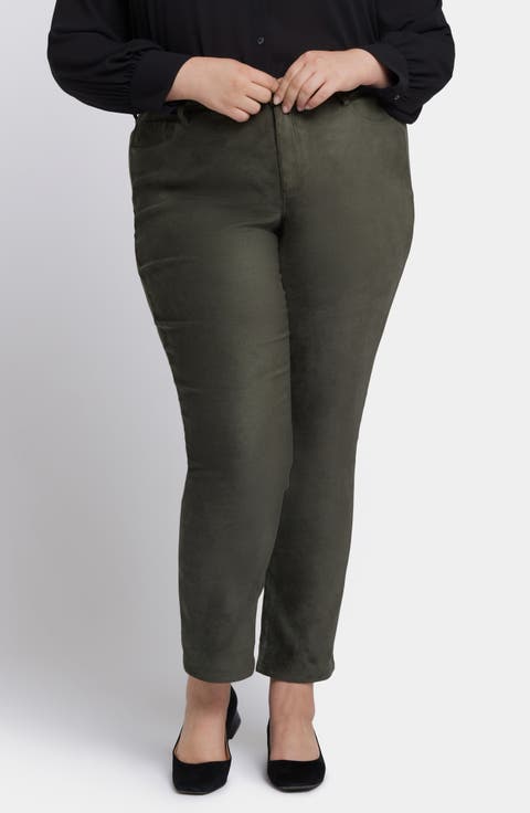 Sheri Slim Faux Suede Pants (Plus)