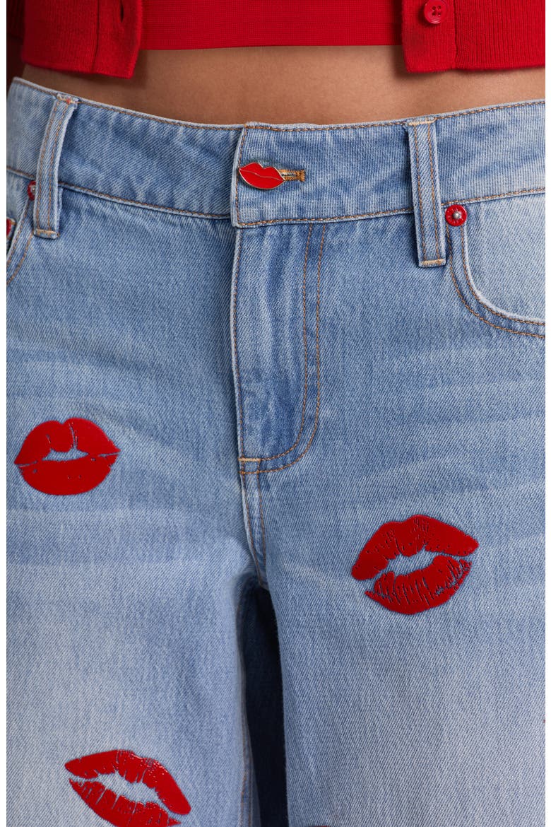 Amazing Kiss Print Wide Leg Jeans, Alternate, color, DENVER BRIGHT BLUE