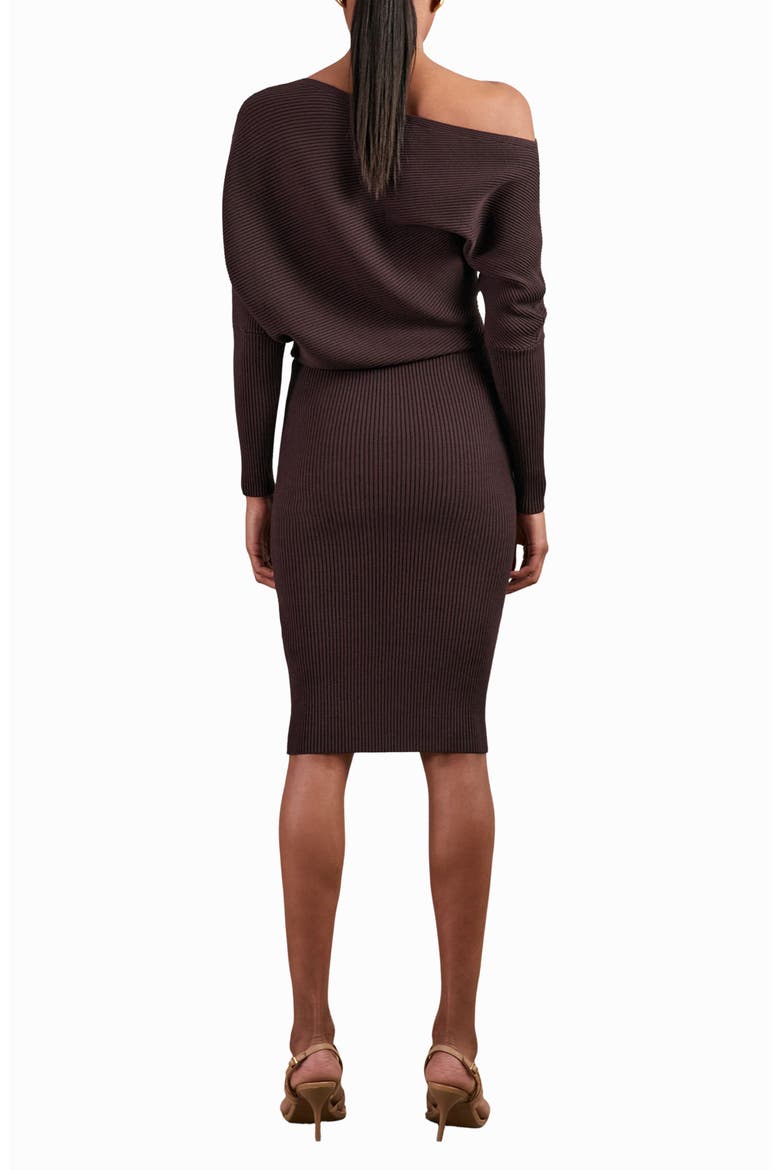 Lara Off the Shoulder Long Sleeve Sweater Dress, Alternate, color, PLUM PURPLE