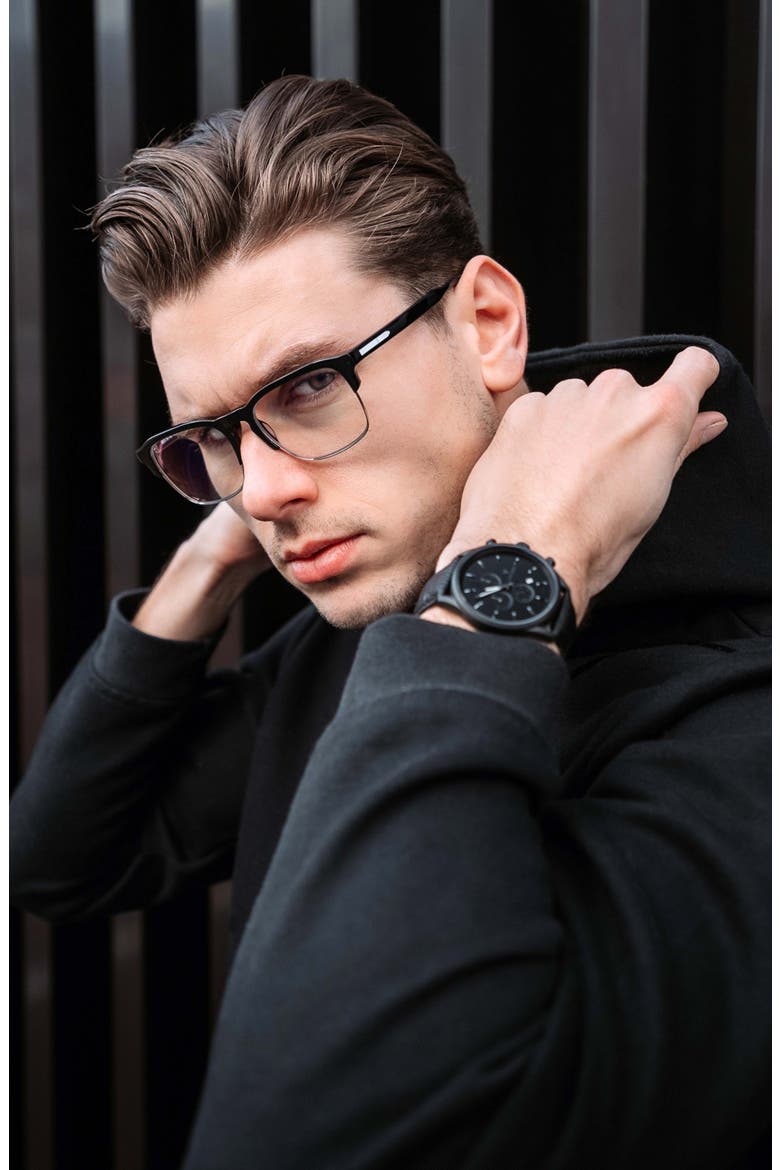 Villa 53mm Blue Light Blocking Glasses, Alternate, color, BLACK/ CLEAR