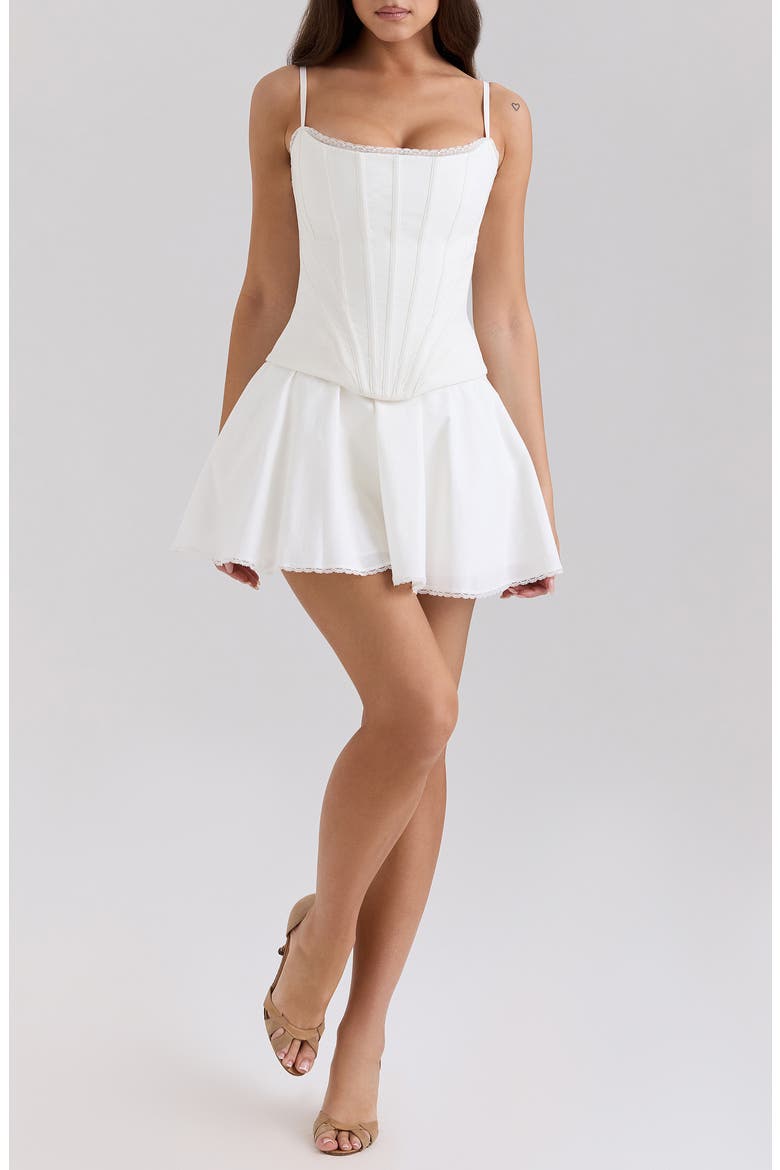 Celia Lace Trim Miniskirt, Main, color, WHITE