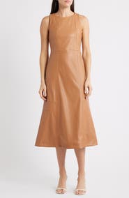 Halogen® Structured Faux Leather Midi Dress