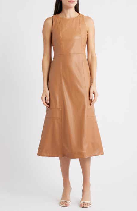 Halogen® Structured Faux Leather Midi Dress