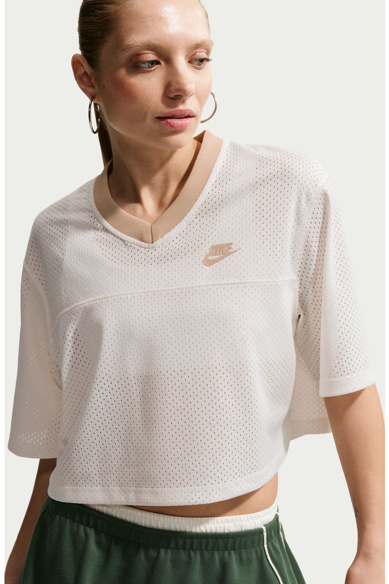 Oversize Heritage Crop Mesh Jersey, Alternate, color, SAIL/ LINEN/ LINEN