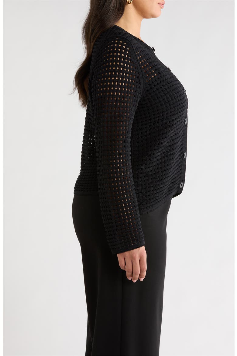 Open Stitch Cardigan, Alternate, color, BLACK