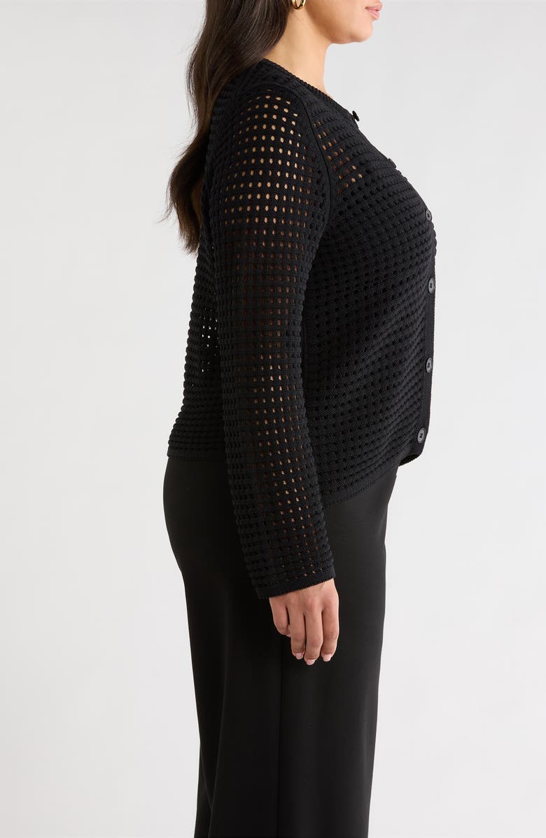 Nordstrom Open Stitch Cardigan, Alternate, color, Black