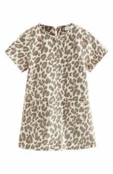 NEXT Kids' Leopard Print Denim Shift Dress