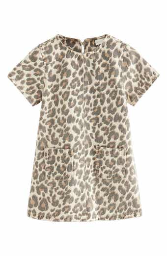 NEXT Kids' Leopard Print Denim Shift Dress