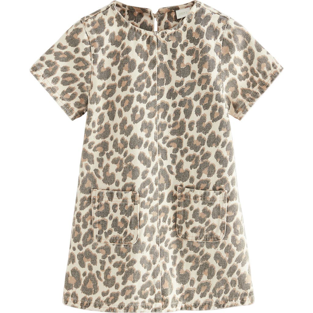 Next Kids' Leopard Print Denim Shift Dress In Animal Print
