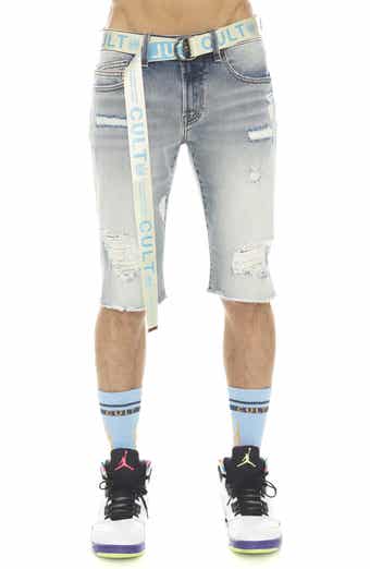 Rocker Belted Slim Fit Stretch Denim Shorts