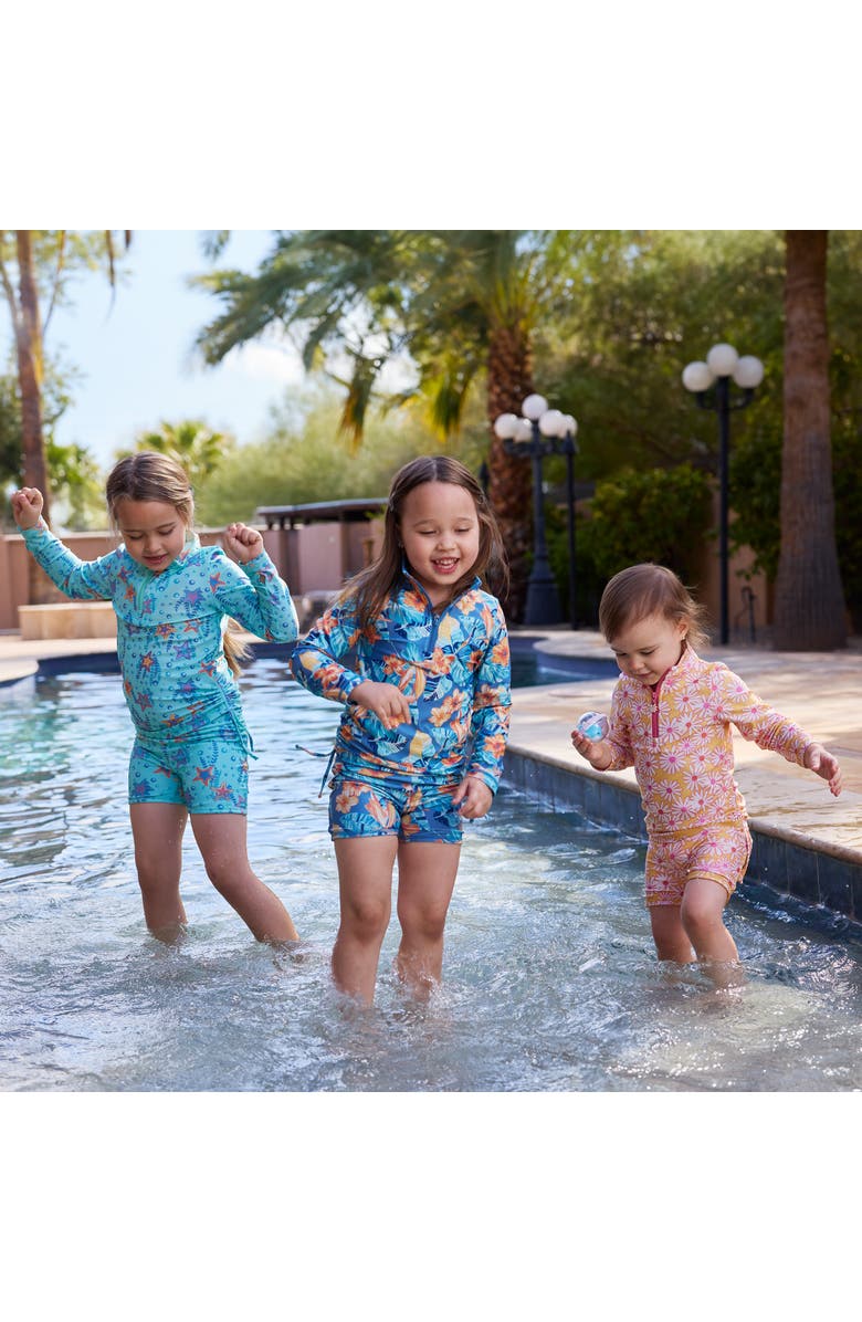 UV Skinz Half Zip Ruched Sun & Swim Shirt, Alternate, color, Dancing Starfish