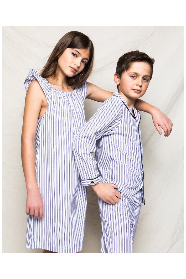 French Ticking Pajama Set, Alternate, color, BLUE