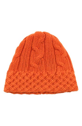 Portolano Chunky Cable Knit Beanie In Orange