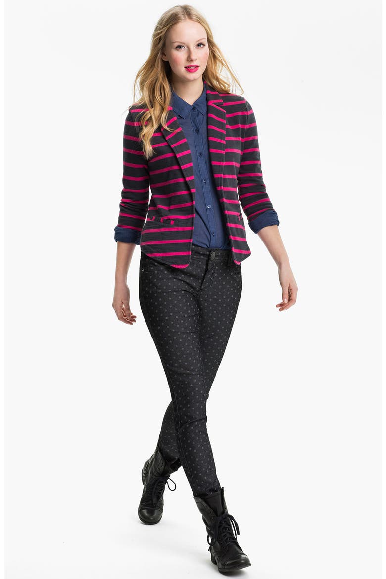 Dot Print Skinny Jeans (Nordstrom Exclusive), Alternate, color, BLACK
