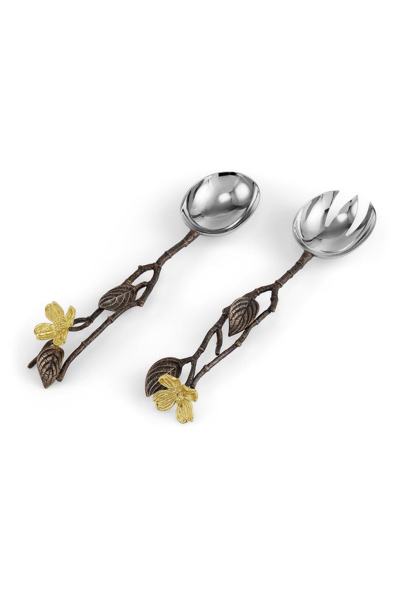 Dogwood Set of 2 Serving Utensils, Alternate, color, BRASS/ GOLD