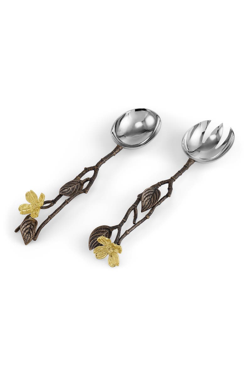 Michael Aram Dogwood Set of 2 Serving Utensils, Alternate, color, Brass/ Gold
