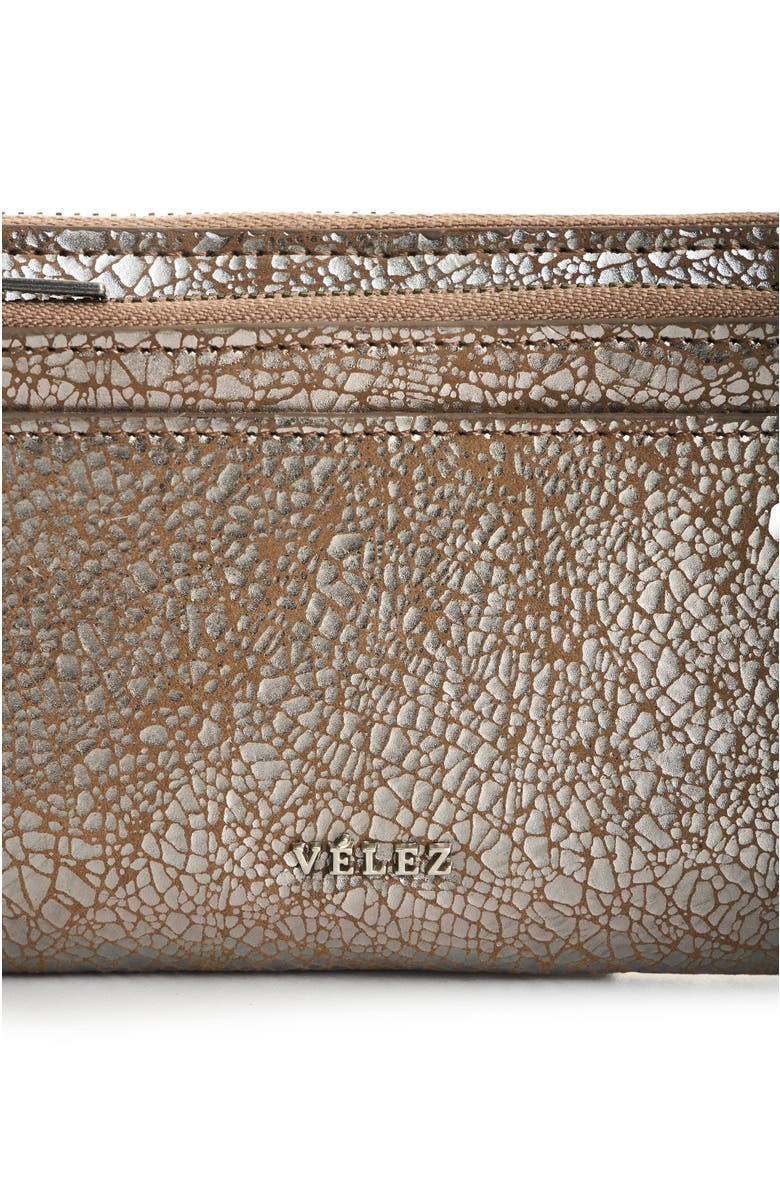 Velez Folia Leather Checkbook Wallet, Alternate, color, Silver