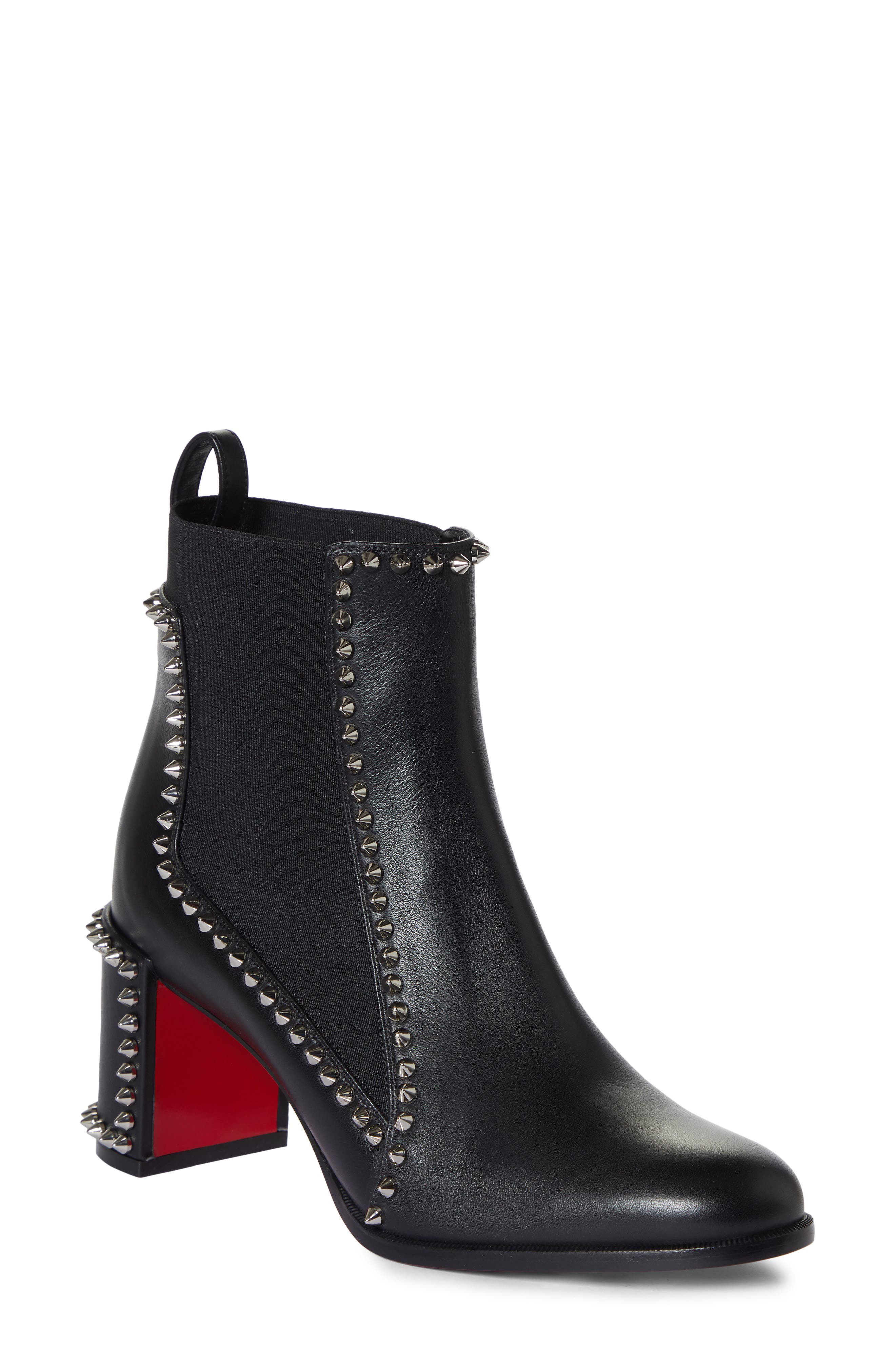 Christian Louboutin Spike Chelsea Bootie, Main, color, 