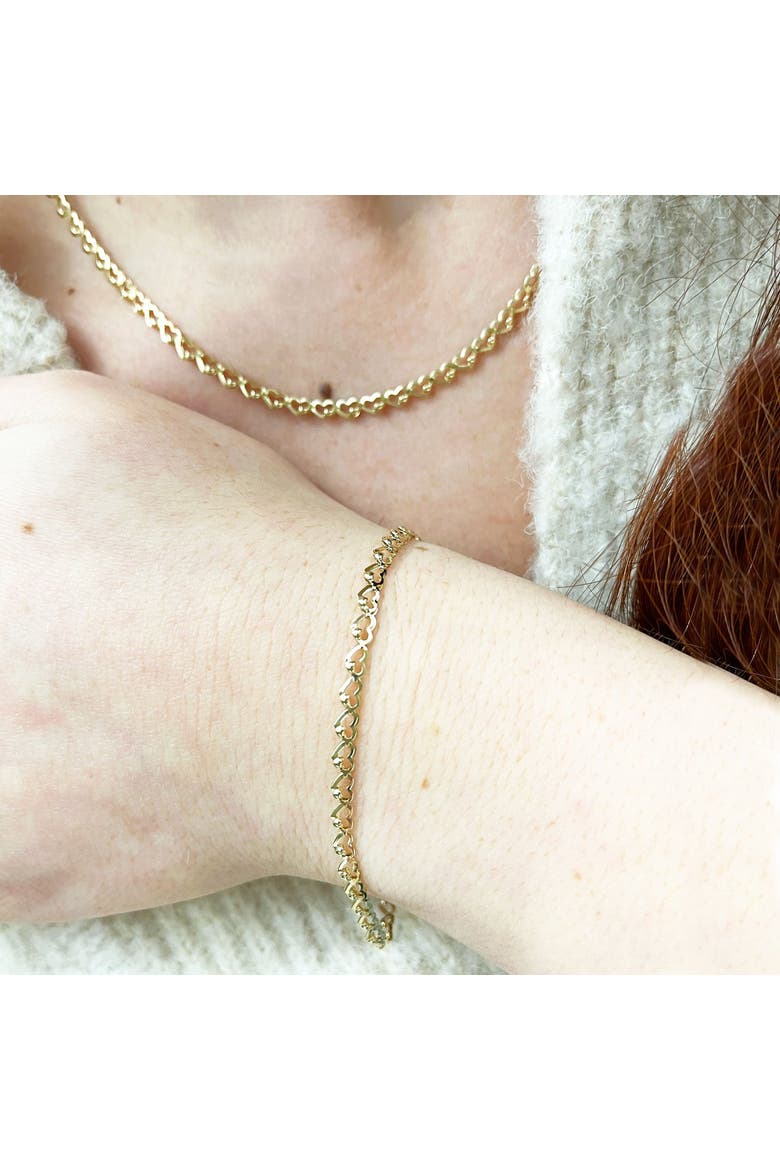 Gold Heart Link Necklace, Alternate, color, Yellow Gold