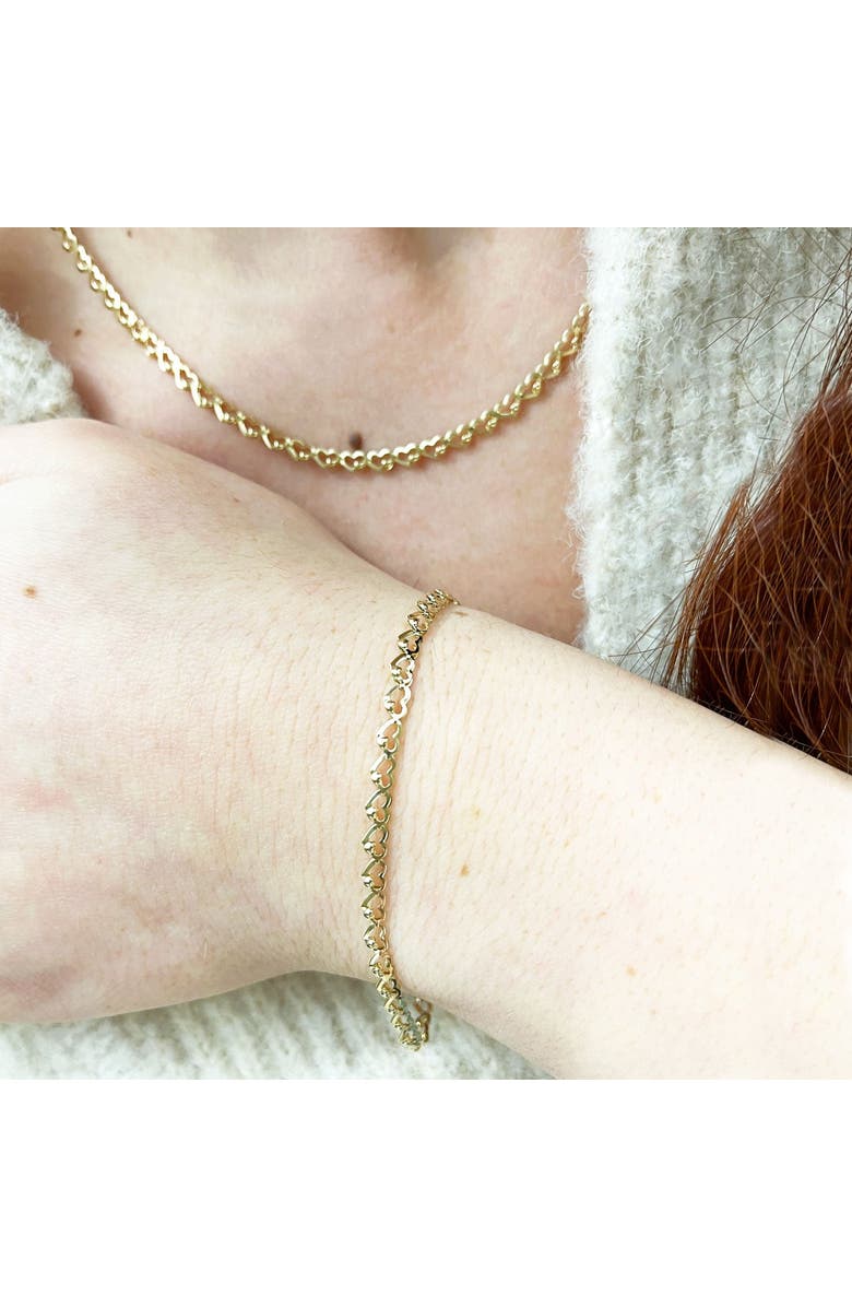 The Lovery Fine Jewelry Gold Heart Link Necklace, Alternate, color, Yellow Gold