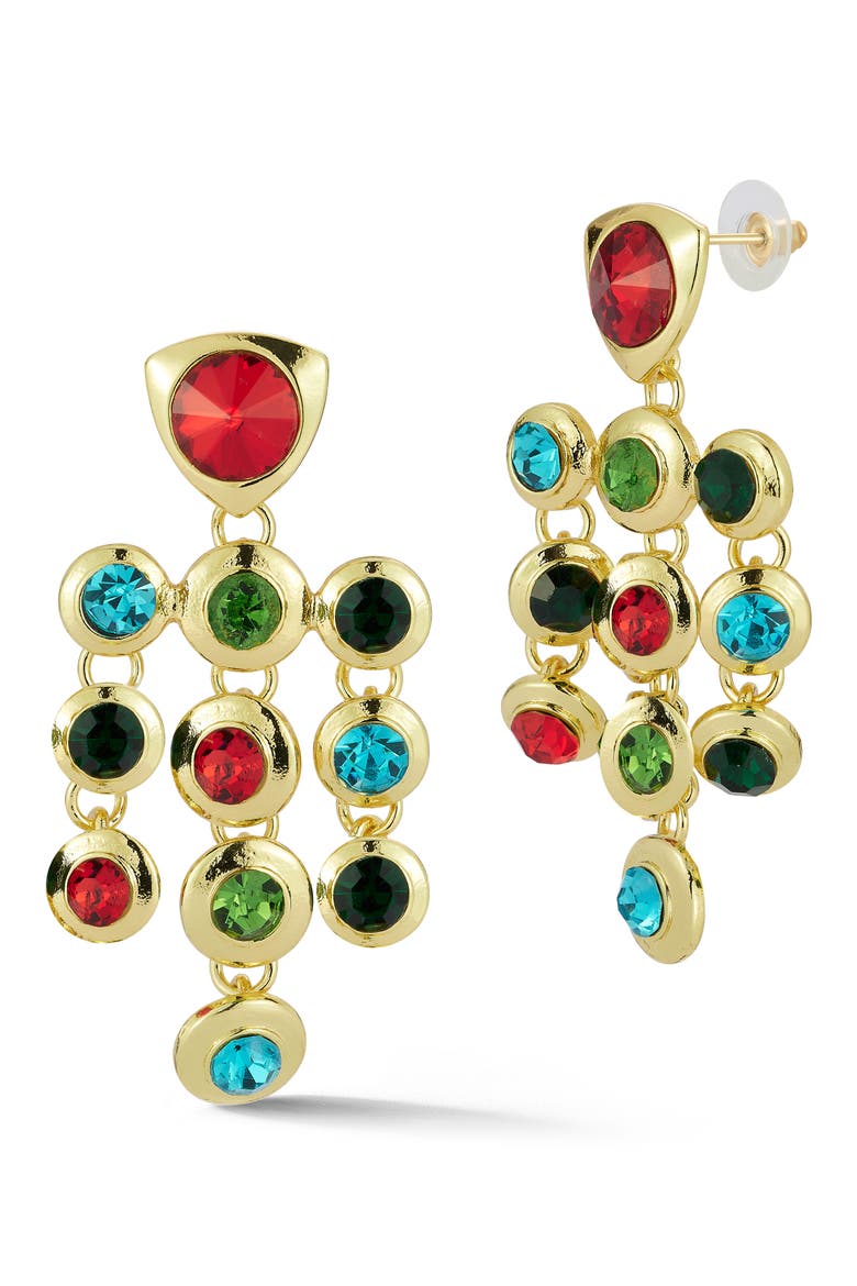 Cubic Zirconia Tiered Drop Earrings, Main, color, GOLD