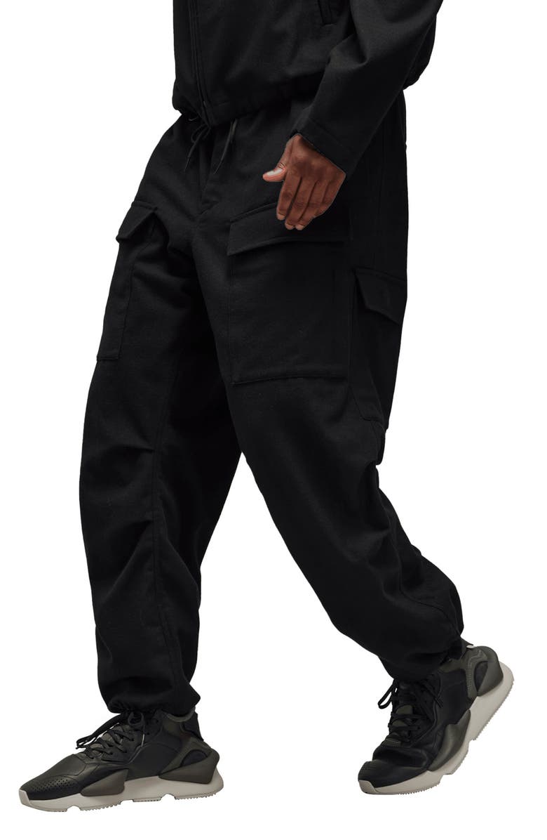 Y-3 Belted Recycled Polyester & Wool Flannel Cargo Pants, Alternate, color,