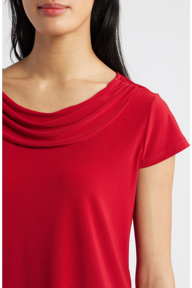Cap Sleeve Cowl Neck Top, Alternate, color, FIRE RED