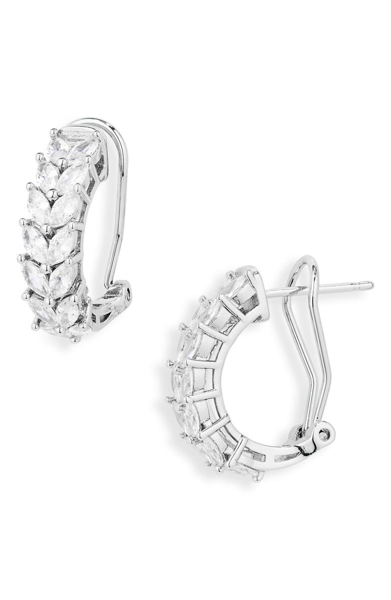 NORDSTROM RACK Marquise Cubic Zirconia Half Hoop Earrings, Main, color, Clear- Silver