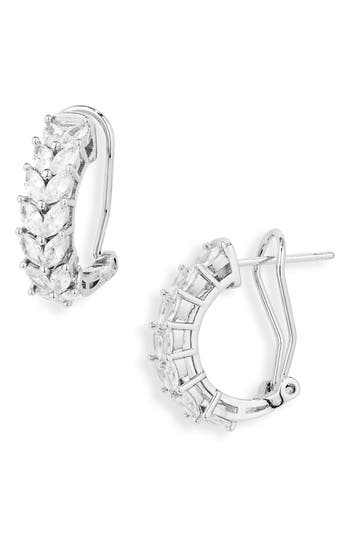 Nordstrom Rack Marquise Cubic Zirconia Half Hoop Earrings In Clear- Silver