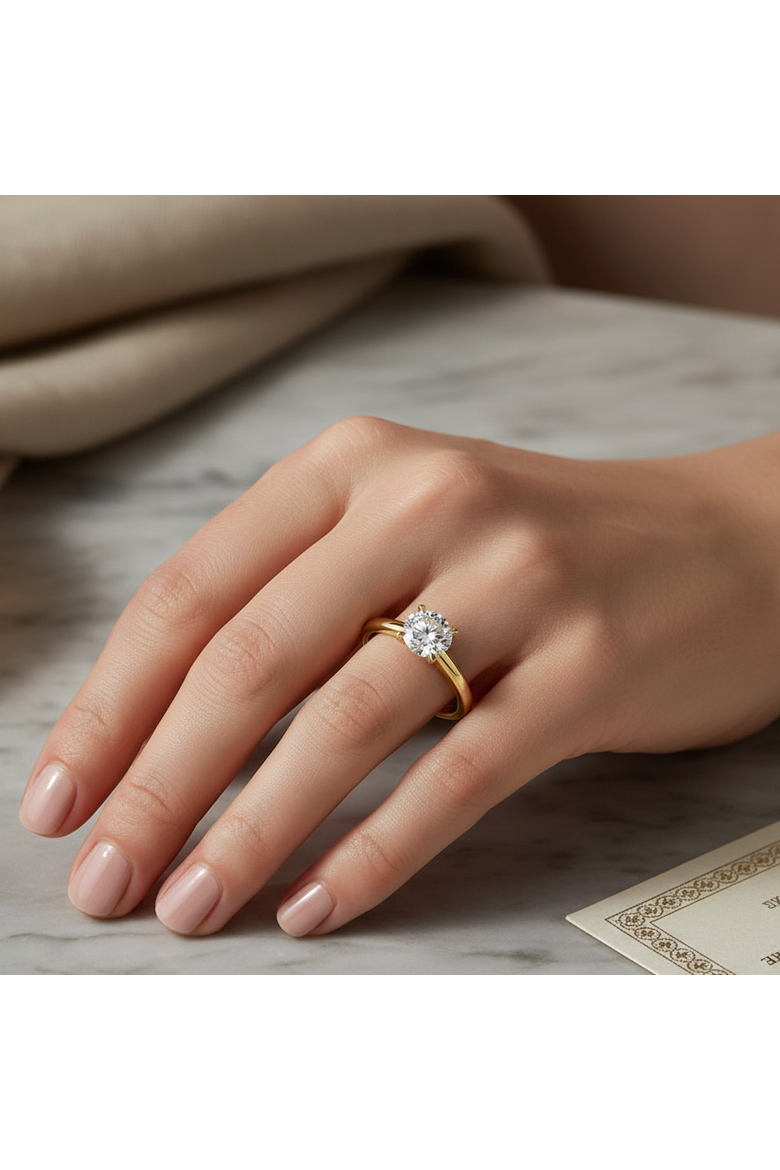Keira 14K Yellow Gold Round Cut Lab Grown Diamond Hidden Halo Engagement Ring - 1.15 Ct, Alternate, color, 14K Yellow Gold