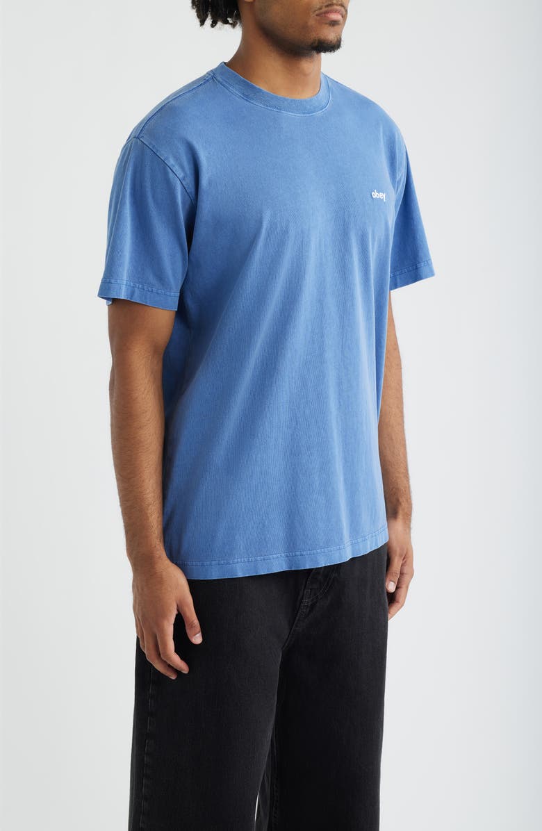 Obey Cotton Logo T-Shirt, Alternate, color, Pigment Electric Indigo