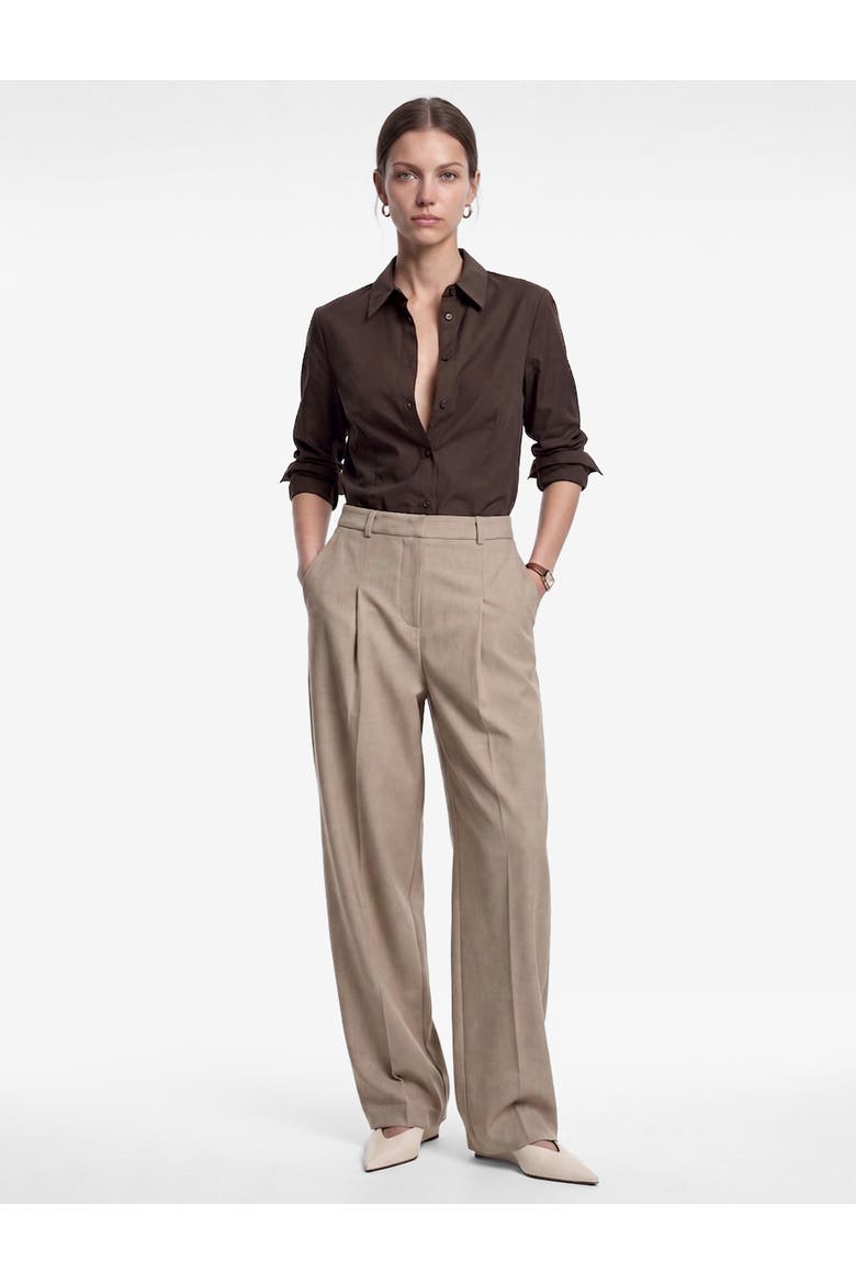 Pleated Wide Leg Tailored Barrel Pants, Main, color, BEIGE