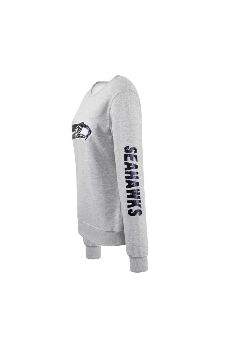 CUCE Women's Cuce Heather Gray Seattle Seahawks Sequined Logo Pullover Sweatshirt, Alternate, color, 