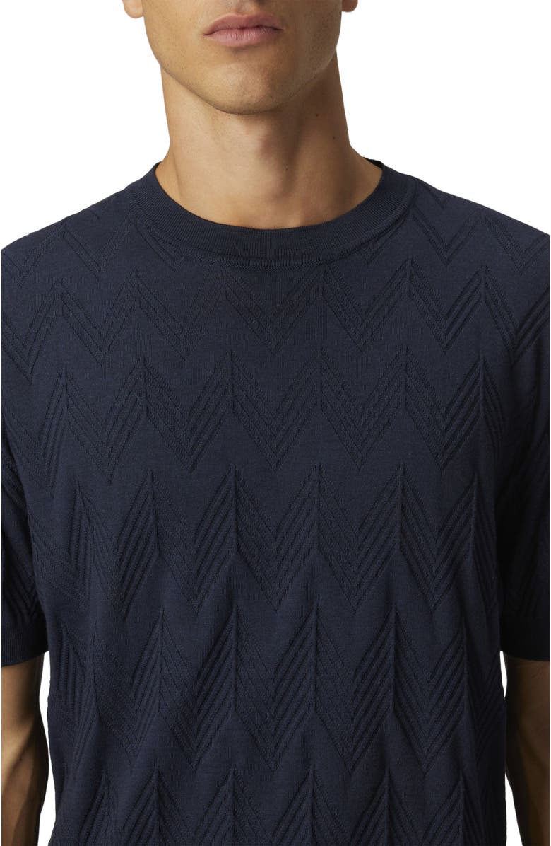 Missoni Cotton And Silk Knit Crewneck T-shirt With 3d Chevron, Alternate, color, Blue