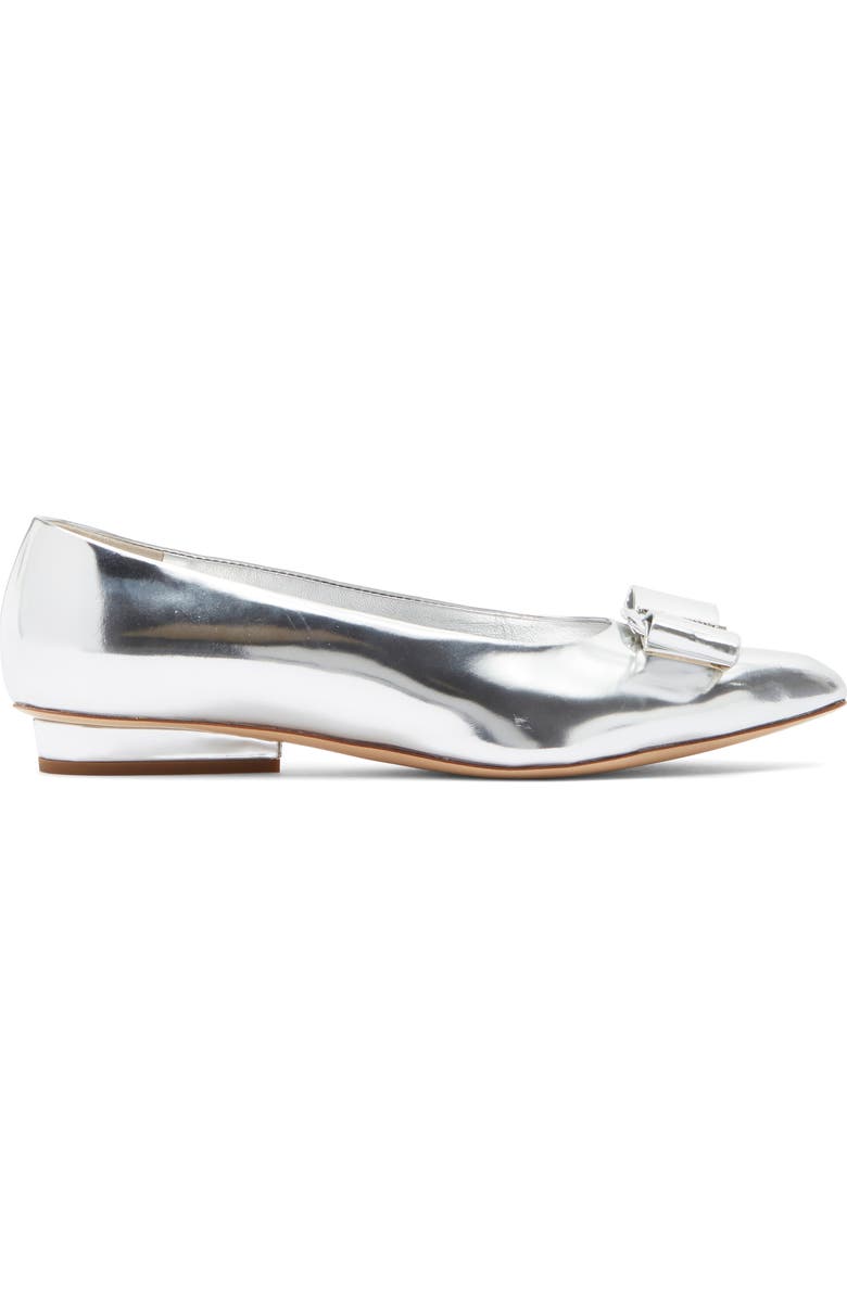 FERRAGAMO Viva Bow Metallic Pointed Toe Flat, Alternate, color,