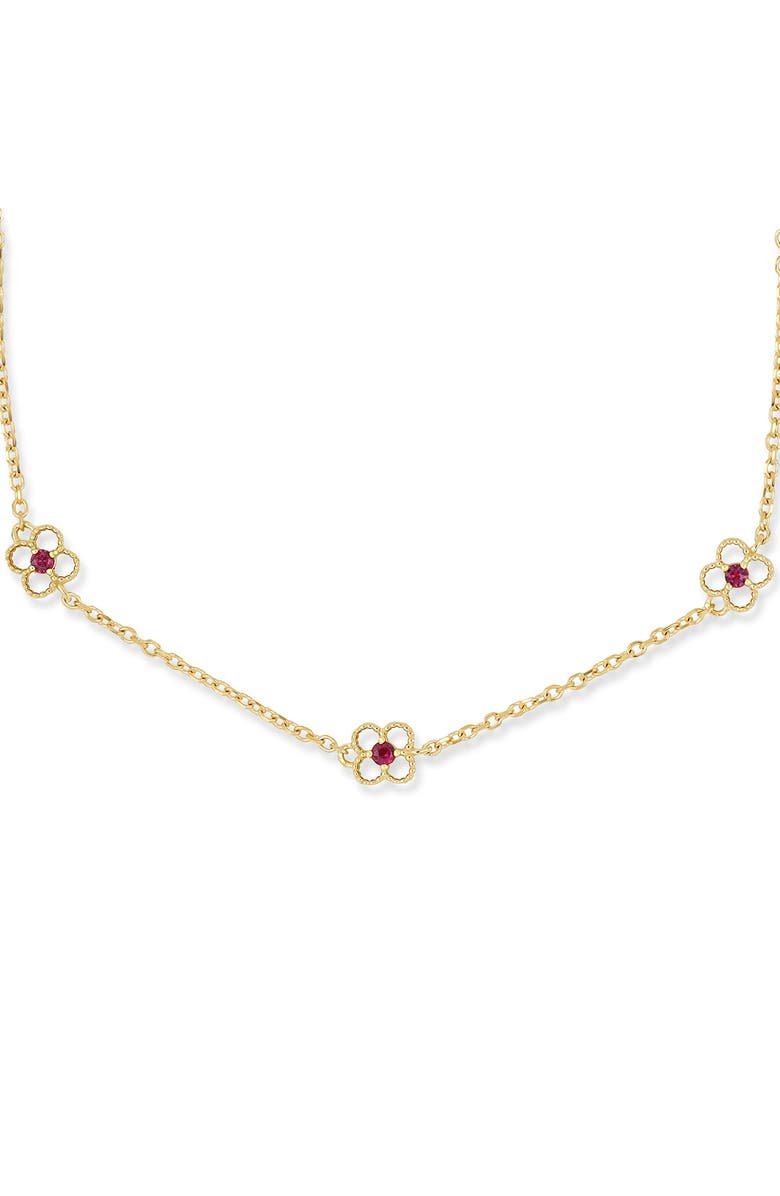 Bony Levy El Mar 18K Yellow Gold Ruby Clover Station Chain Bracelet, Alternate, color, Ruby/ 18K Yellow Gold