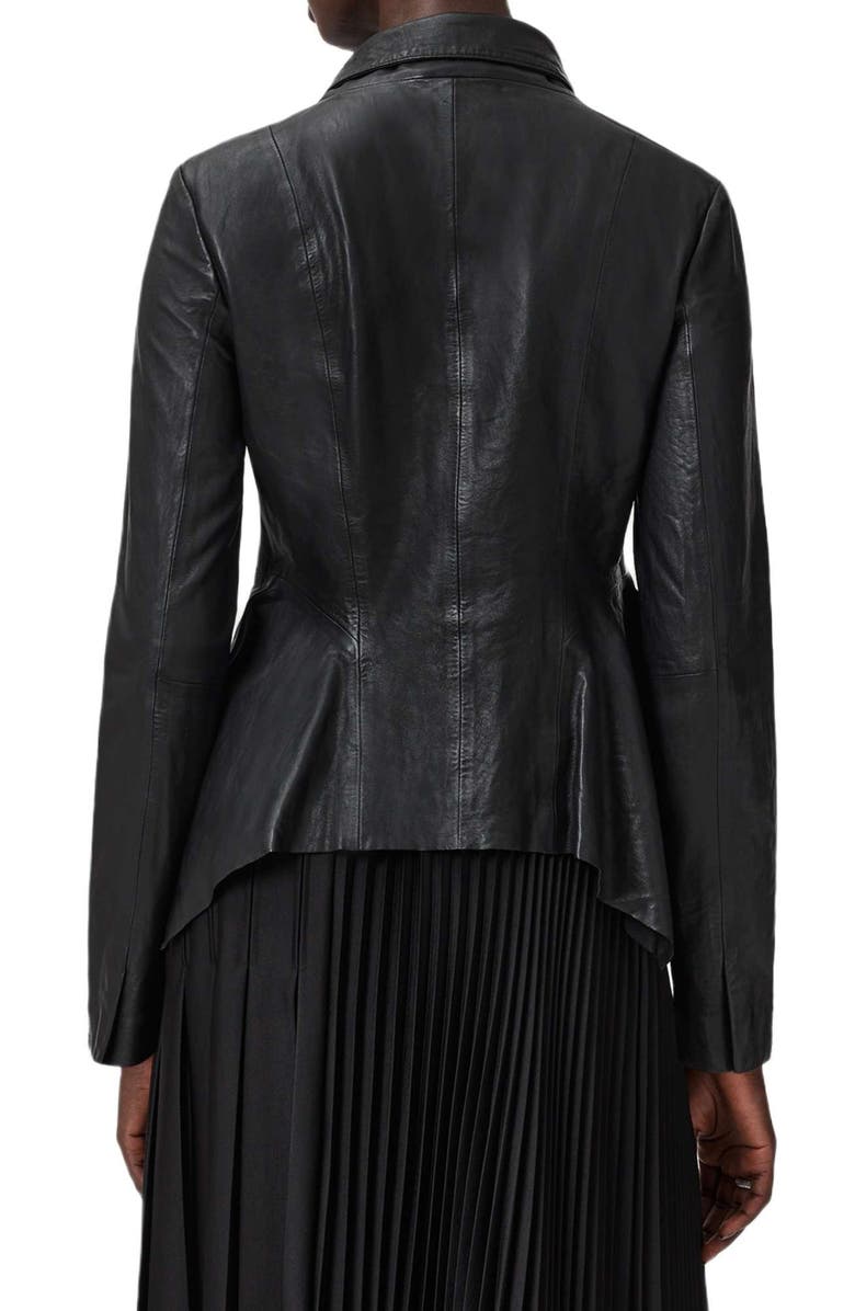 AllSaints Grace Leather Biker Jacket, Alternate, color, Black