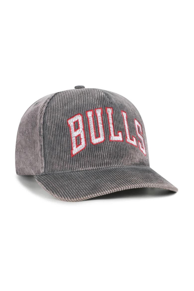 Men's '47  Charcoal Chicago Bulls Reclaim Snow Wash Corduroy Adjustable Hitch Hat, Alternate, color, Charcoal