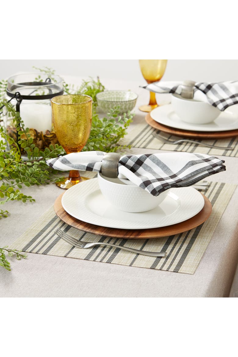 Black Farmhouse Stripe PVC Woven Placemat Set/6, Alternate, color, Black