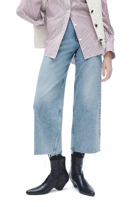 rag & bone Andi Raw Hem High Waist Ankle Wide Leg Jeans