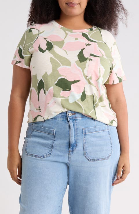 Cotton Blend Pocket T-Shirt (Plus)