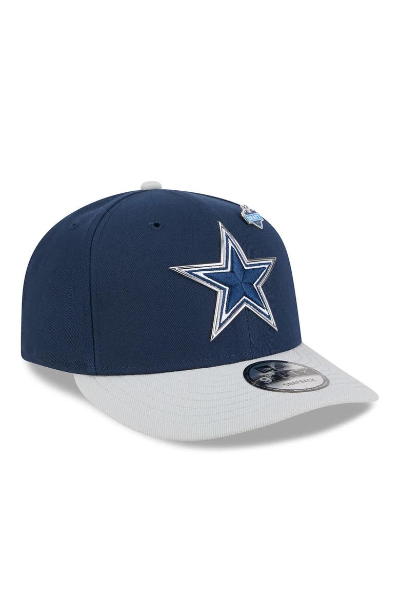 Men's New Era  Navy/Silver Dallas Cowboys 2026 NFL Draft On Stage Pre-Curved 9FIFTY Snapback Hat, Alternate, color, Navy