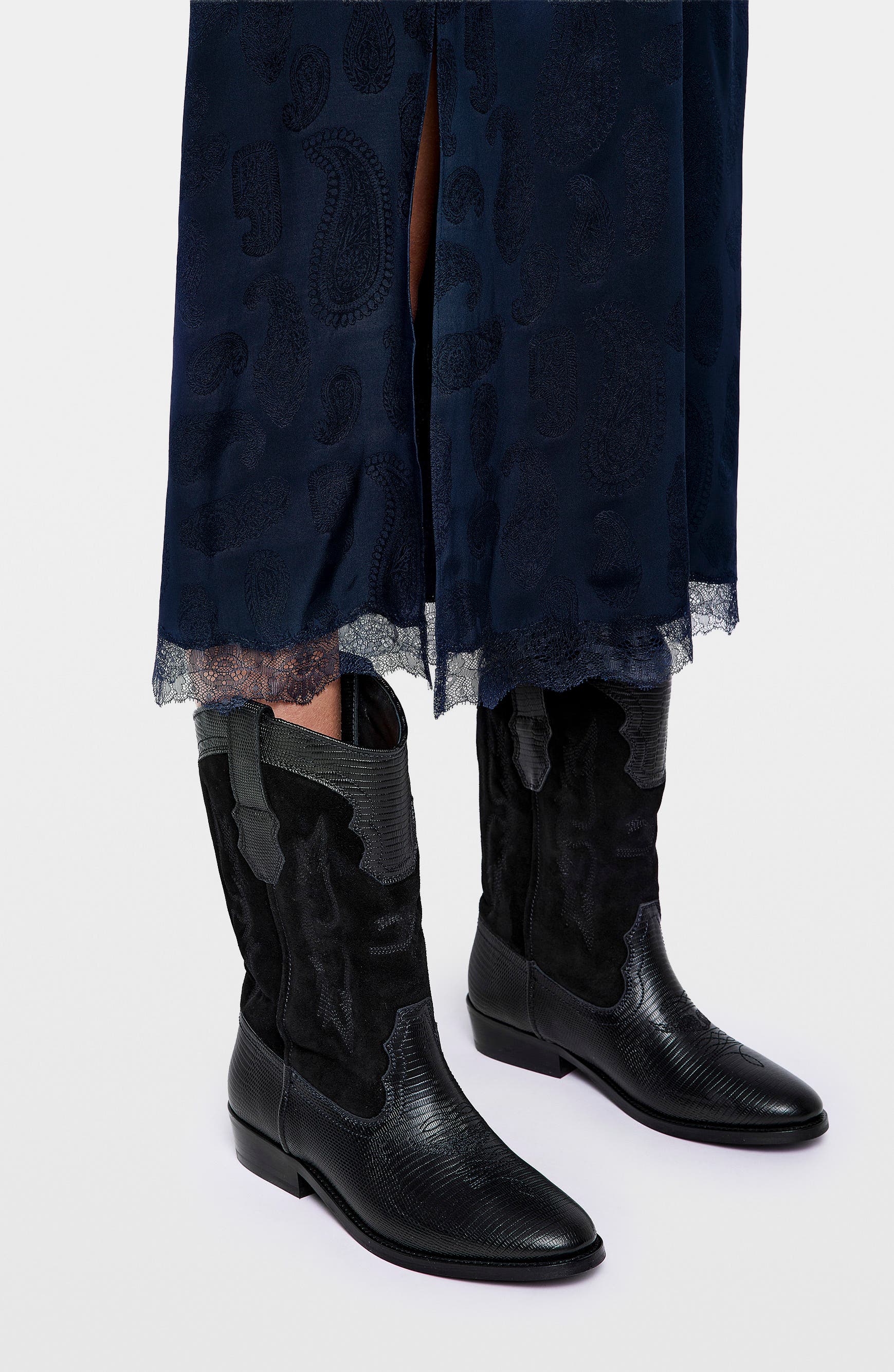 Tex Western Wild Leather Western Boot, Alternate, color, BLACK