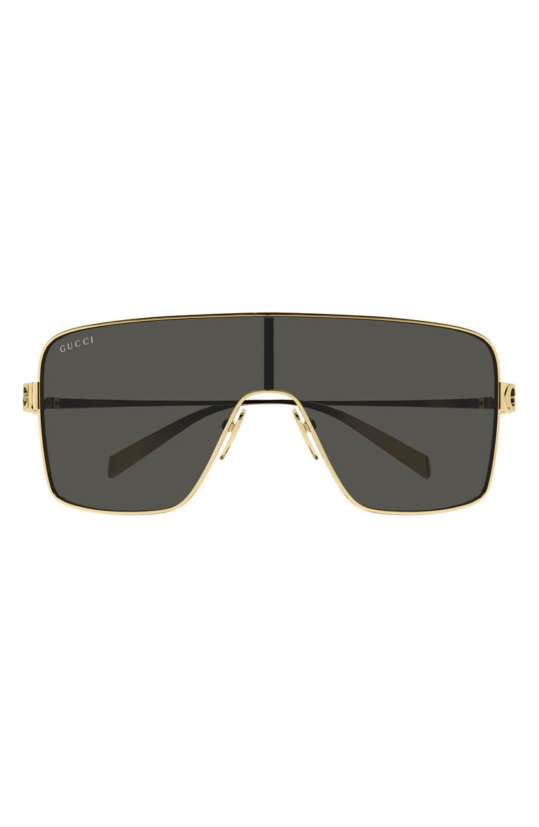 Gucci 99mm Mask Sunglasses, Main, color, Gold