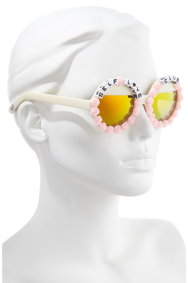 Self Love Club Round Sunglasses, Alternate, color, PINK/ ORANGE MIRRORED