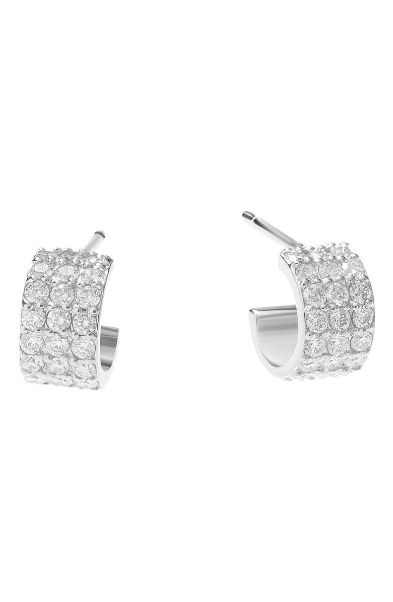 LANA 14K Gold Triple Row Diamond Huggie Hoop Earrings, Main, color, White Gold