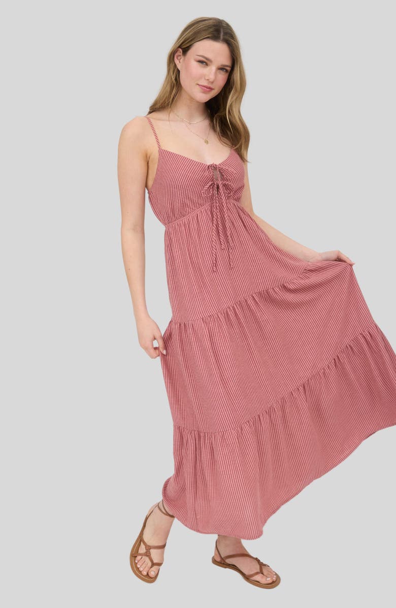 Blu Pepper Stripe Empire Waist Tiered Sundress, Alternate, color, Mauve