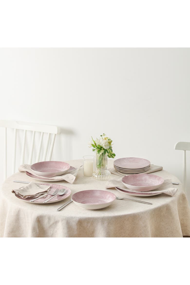 Onyx 24-Piece Dinnerware Set Porcelain, Service for 8, Alternate, color, Pink and Gold